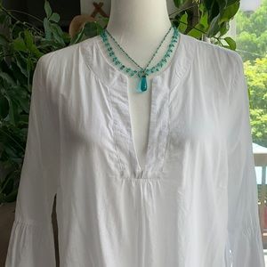 J. Crew White Split Neck Top / Blouse Size M